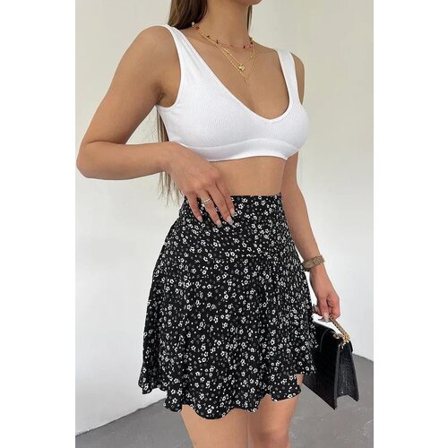 Dewberry 42016 Womens Lightweight Viscose Summer Skort-BLACK-WHITE Cijene