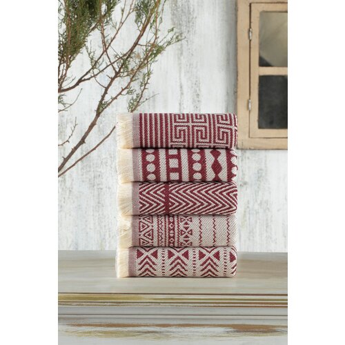 maya - claret red claret red wash towel set (5 pieces) Slike