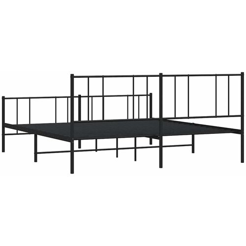  Metalni okvir kreveta uzglavlje i podnožje crni 193x203 cm Slike