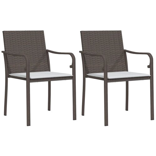 Maison Chic Vrtni stoli - Stol za vrt z blazinami 2 kosa rjavi 56x59x84 cm poli ratan JS2149, (21876697) Slike