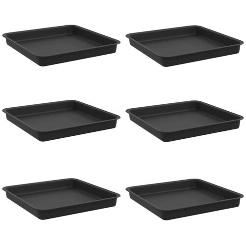 vidaXL Kvadratna posuda za cvijeće 6 pcs Crna 18 x 18 x 2 cm Plastika - Crna 18 x 18 x 2 cm 6 Cijene