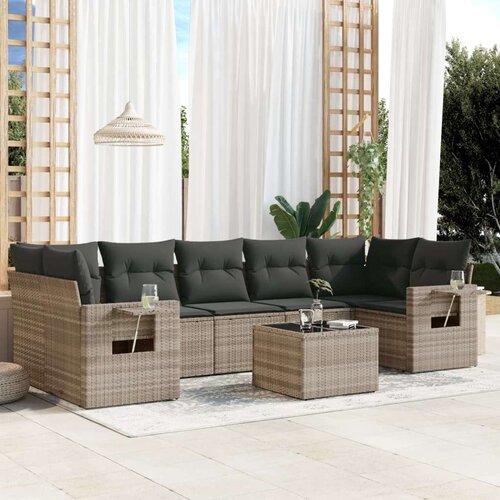  8-dijelni set vrtnih sofa od poliratana s jastucima svjetlosivi Cene