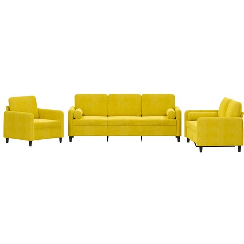 Maison Chic Sedežna garnitura - kavč 3-delna z vzglavniki rumen žamet, (21728155) Cene