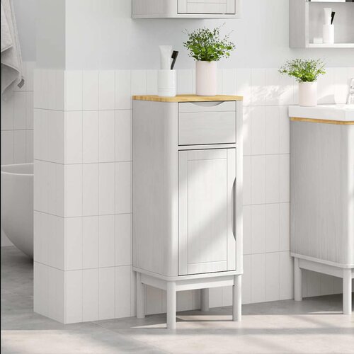 Kupaonski ormar FLORO Bijelo 35 x 30 x 90 cm Čvrsto borovo drvo Slike