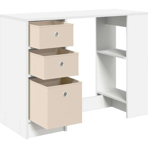  Stol s ladicama Bijelo 100 x 40 x 75 cm Konstruirano drvo Slike