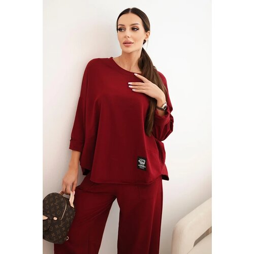 Kesi Włoski Cotton set sweatshirt + pants dark burgundy Slike