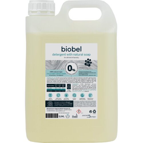 Biobel 2-in-1 Tekući deterdžent za pranje rublja 0% - 5 l Slike