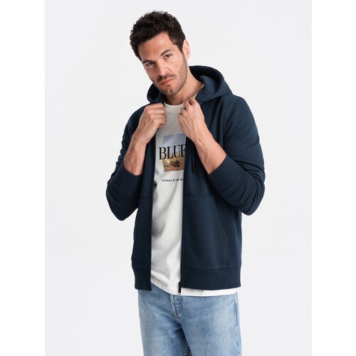 Ombre BASIC men&amp;#039;s cotton stretch sweatshirt - navy blue Slike