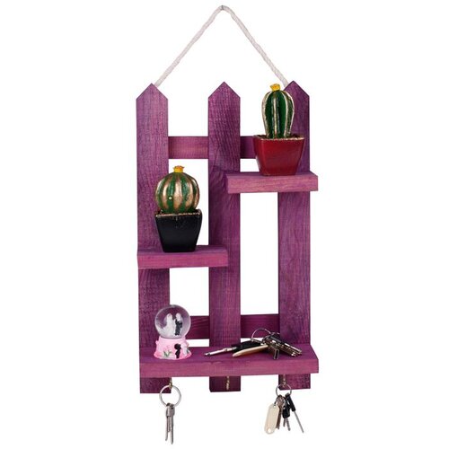 WALLXPERT 213-Mo Purple Wooden Key Holder Cene
