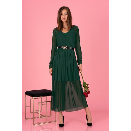 Merribel Dark green Mariedam dress + belt GRAETIS! dark green Slike