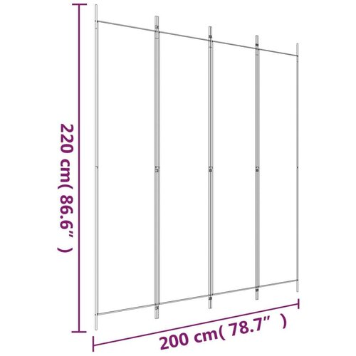  Sobna pregrada s 4 panela smeđa 200 x 220 cm od tkanine Slike
