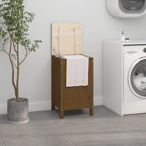 vidaXL Zaboj za perilo medeno rjav 44x44x76 cm trdna borovina Cene