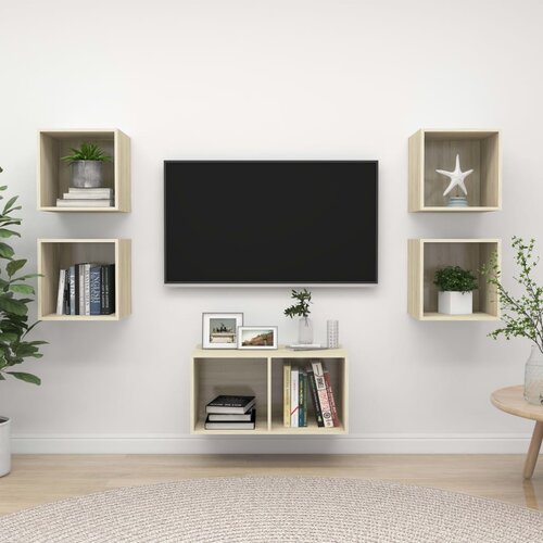  5-dijelni set TV ormarića boja hrasta sonome konstruirano drvo Slike