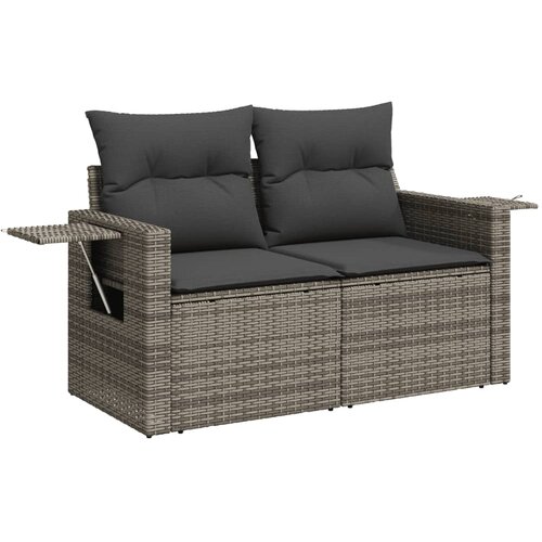  9-dijelni set vrtnih sofa od poliratana s jastucima sivi Slike