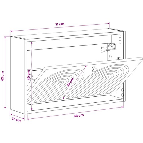 Ormar za cipele na zidu ALKMAAR 71 x 17 x 43 cm Siva Sonoma Slike