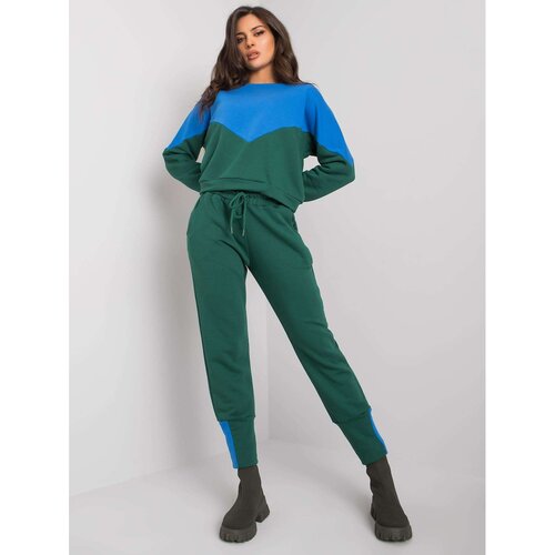 Fashion Hunters RUE PARIS Blue and green sweatshirt set Slike