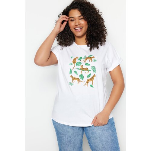 Trendyol Curve Plus Size T-Shirt - White - Regular Slike