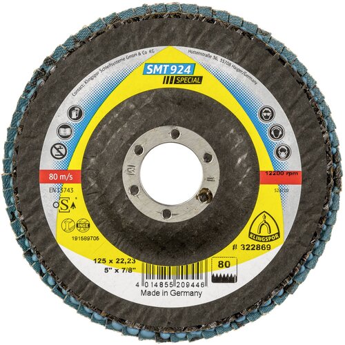 Klingspor SMT 924 abrasive mop disc 125x22,23 mm Grain 80 curve Slike