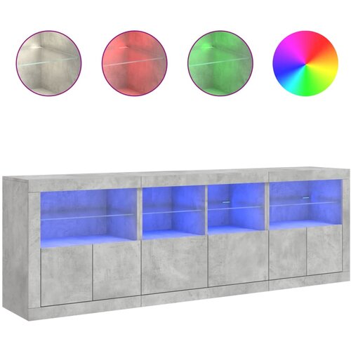  Komoda s LED svjetlima siva boja betona 202x37x67 cm Slike
