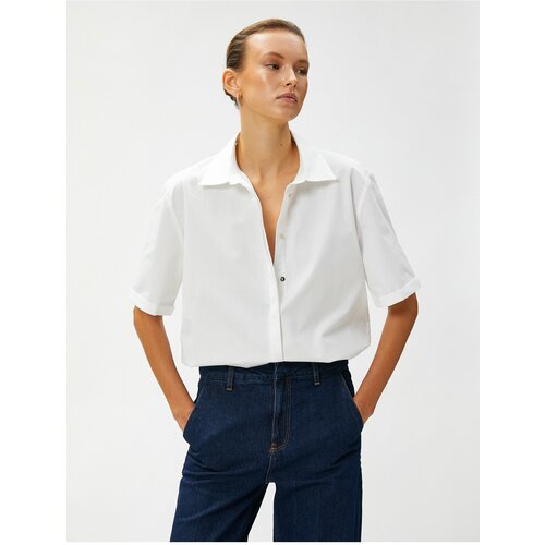 Koton Ayşegül Afacan X - Short Sleeve Cotton Shirt Slike
