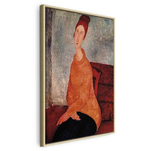  Slika - Amedeo Modigliani – Jeanne Hebuterne in a Yellow Sweater 80x120 U prirodnom drvenom okviru Cene