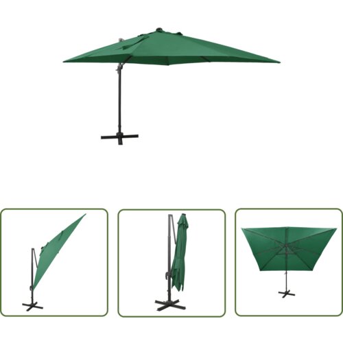  The Living Store Vrtni senčnik z LED lučkami zelen 300 cm - Previsni Senčnik, (21743047) Cene