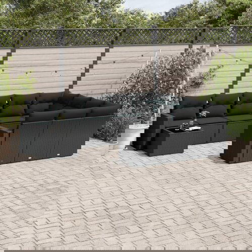 vidaXL 11-dijelni set vrtnih sofa od poliratana s jastucima crni Cijene