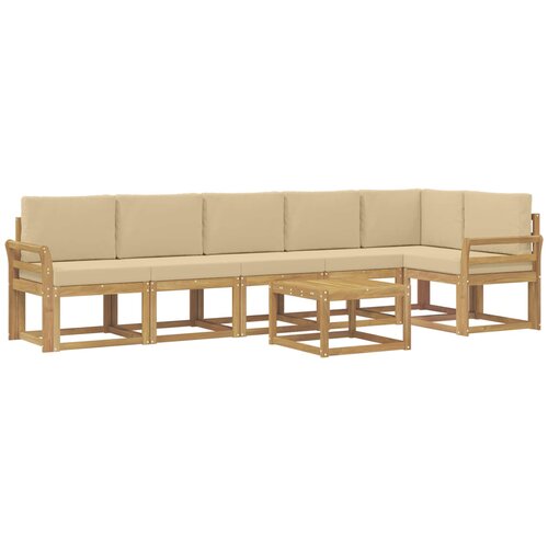 vidaXL Zunanja garnitura za sedenje 7 pcs Bela in bež Poliester, (5000282437) Cene