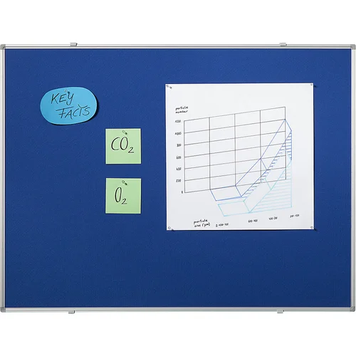 eurokraft basic Tabla za pritrjevanje z bucikami, prevleka iz blaga, modra, ŠxV 900 x 600 mm