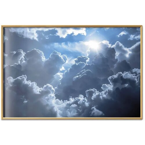  Plakat Lively Scene: The Sun Battling the Clouds 60x40 Zlatni okvir Slike