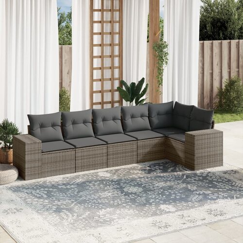 vidaXL 6-dijelni set vrtnih sofa od poliratana s jastucima sivi Cijene