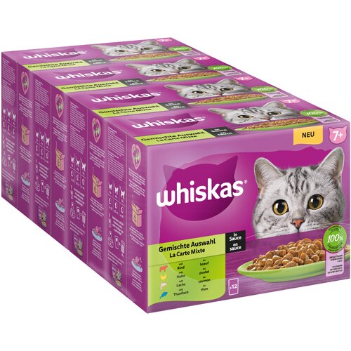  Varčno pakiranje Whiskas Senior vrečke 144 x 85 g  - 7+ me&scaron;an izbor v omaki Cijene
