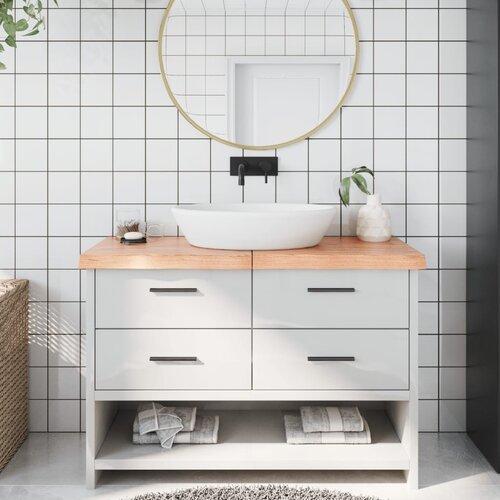 VidaXL Kupaonska radna ploča svjetlosmeđa 120x60x(2-6) cm masivno drvo Slike
