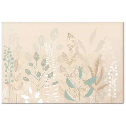  Slika - Morning in the Meadow - Various Pastel Plants on a Beige Background 60x40 Na talijanskom platnu Slike