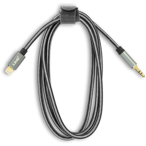 LINQ Avdio kabel iPhone Lightning na 3,5 mm mo&scaron;ki vtic najlon pleten 1,5 m, - siv, (20630333) Cene