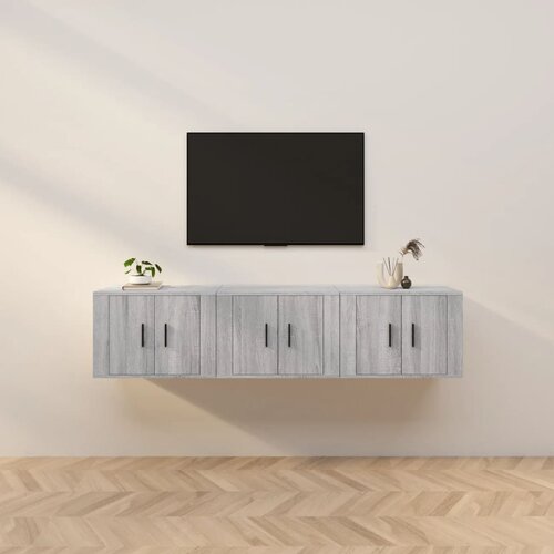 vidaXL Stenska TV omarica 3 kosi siva sonoma 57x34,5x40 cm Cene