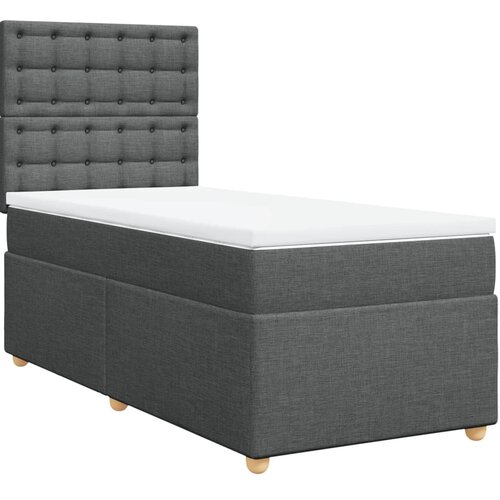  Krevet s oprugama i madracem tamnosivi 100 x 200 cm od tkanine Slike