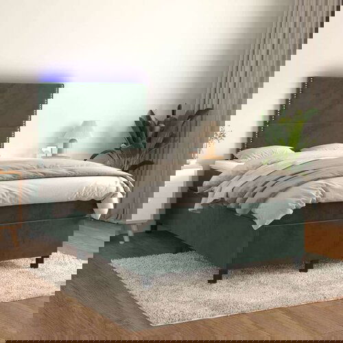  Box spring postelja z vzmetnico LED tem. zelena 120x200cm žamet, (20899307) Slike