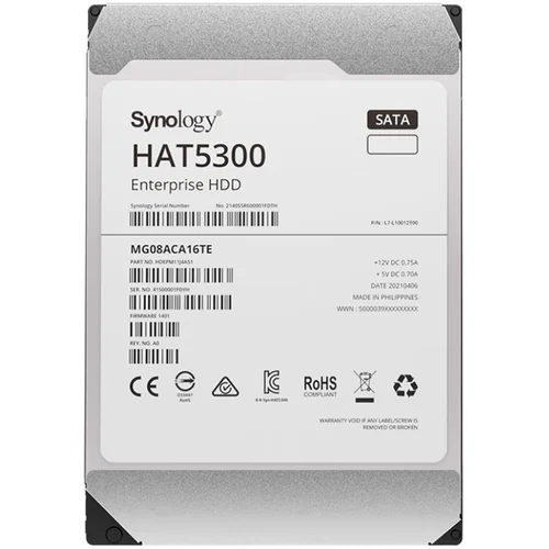 Synology HAT5300-4T 4TB 3.5″ Enterprise HDD, 7.200 rpm, Buffer size : 256 MiB, SATA 6 Gb/s, 5 year warranty