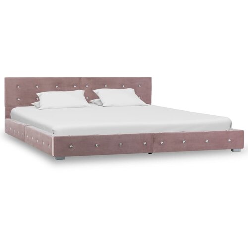 VidaXL Posteljni okvir roza žamet 180x200 cm Slike