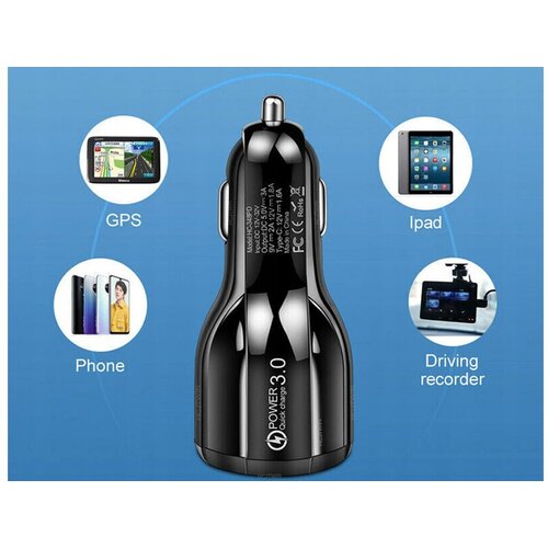  LED 2x USB 3.0 avtopolnilnik za hitro polnjenje naprav QUICKCHARGE 3.1A Slike