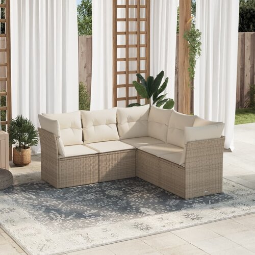 vidaXL 5-dijelni vrtni set sofa s jastucima bež od poliratana Cijene