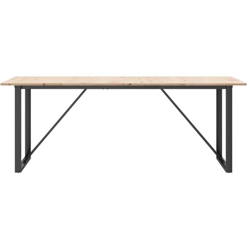  Blagovaonski stol O-oblika 200x100x75 cm od borovine i željeza Slike