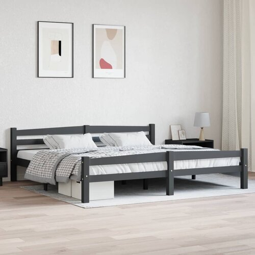 The Living Store Posteljni okvir temno siv iz trdne borovine 200x200 cm - Posteljni Okvir, (21524885) Slike