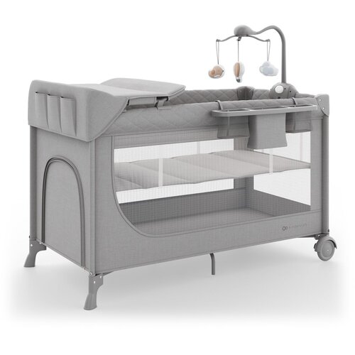Kinderkraft prenosivi krevetac 2u1 leody up grey sa dodacima Slike