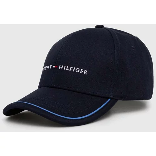 Tommy Hilfiger Pamučna kapa sa šiltom boja: tamno plava, s aplikacijom