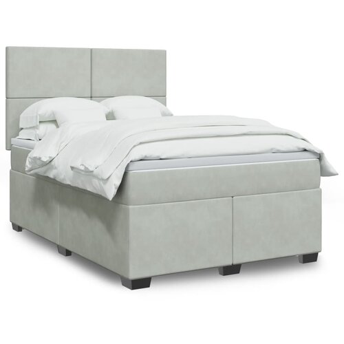  The Living Store Box spring postelja z vzmetnico svetlo siva 140x200 cm žamet - Box Spring Postelja, (21458172) Slike