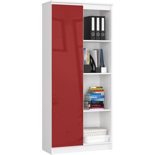 AKORD OFISNA POLICA R 80 cm CLP 1 VRATA 4 POLICE BELO / RDEČE SJAJNO, (21714279) Cene