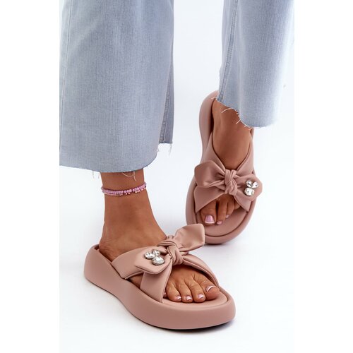 Kesi Women's Leather Platform Slippers Pink GOE Cene