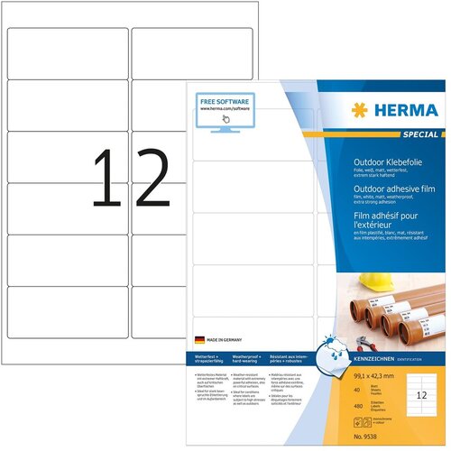 HERMA 9538 self-adhesive label Rectangle White 480 pc(s) Cijene